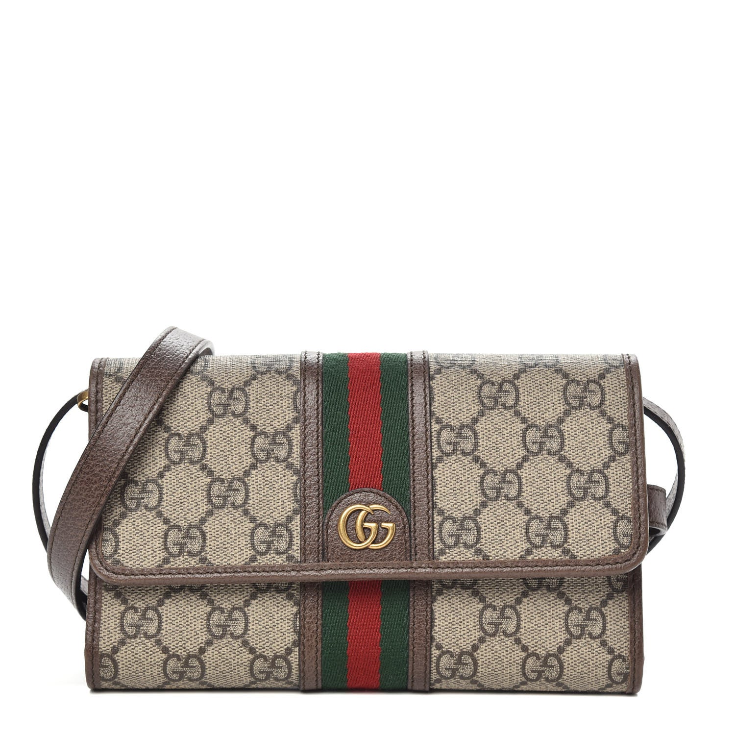 Gucci GG Supreme Monogram Web Ophidia Crossbody Wallet Beige New Acero 1 of 11