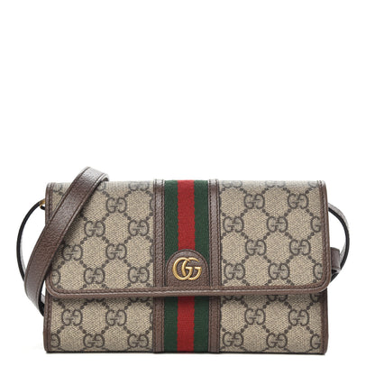 Gucci GG Supreme Monogram Web Ophidia Crossbody Wallet Beige New Acero 1 of 11