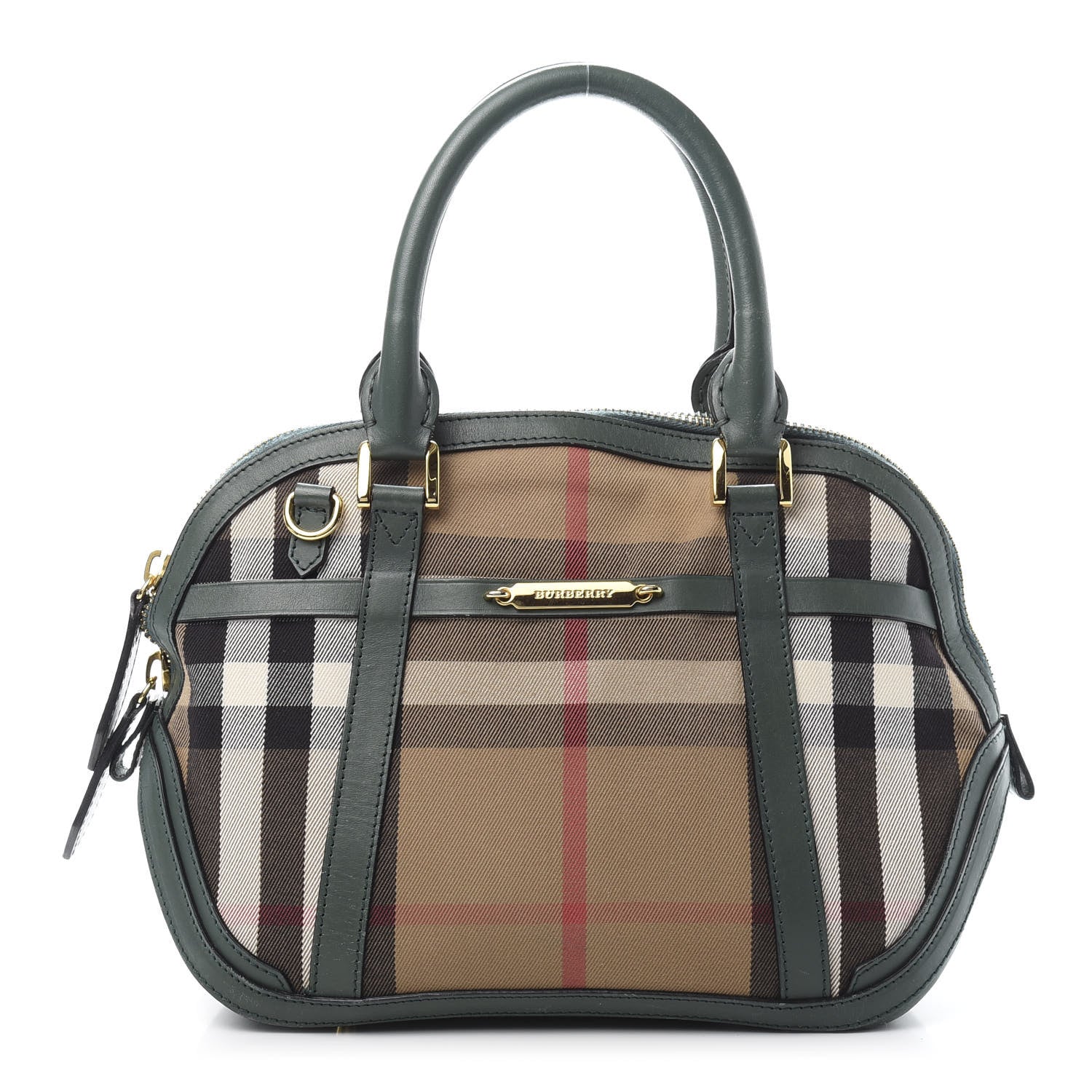 Burberry Bridle Calfskin House Check Small Orchard Bowling Bag Green 1 of 13