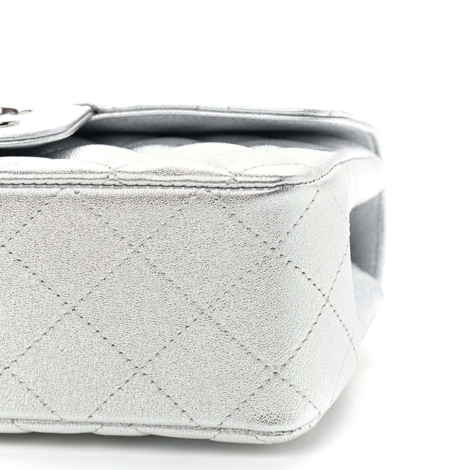 Chanel Metallic Lambskin Quilted Mini Rectangular Flap Silver 9 of 9