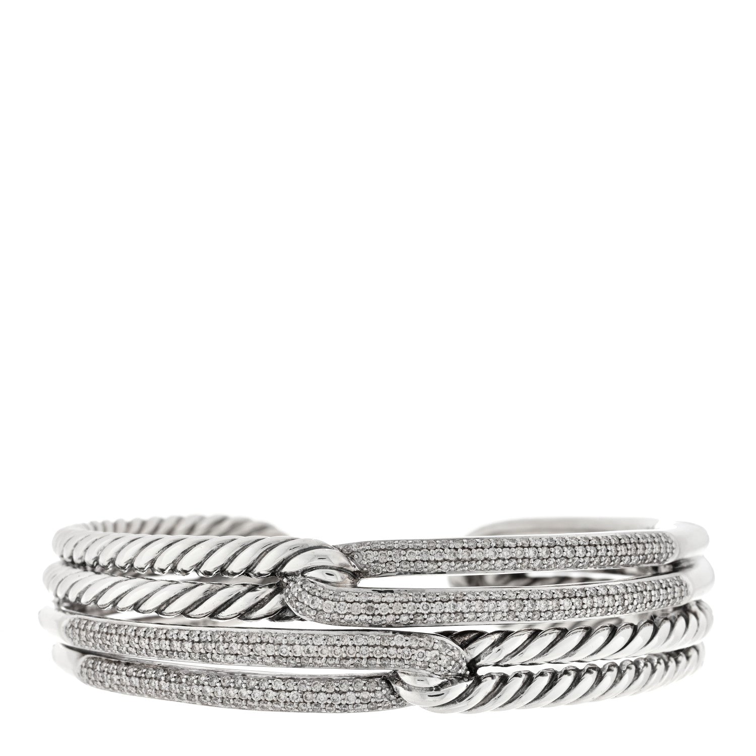 David Yurman Sterling Silver Diamond Double Loop Labyrinth Bracelet 1 of 3