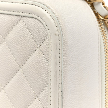 Chanel Caviar Quilted Medium CC Filigree Vanity Case White 17 of 18