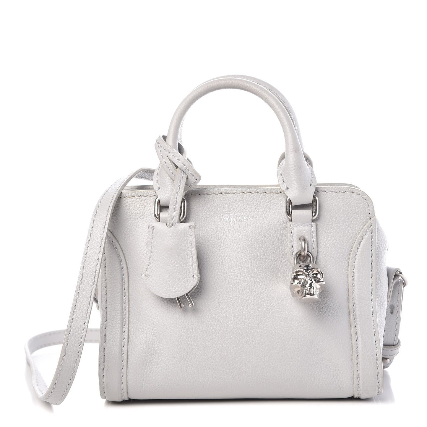 Pebbled Calfskin Mini Padlock Tote Gray