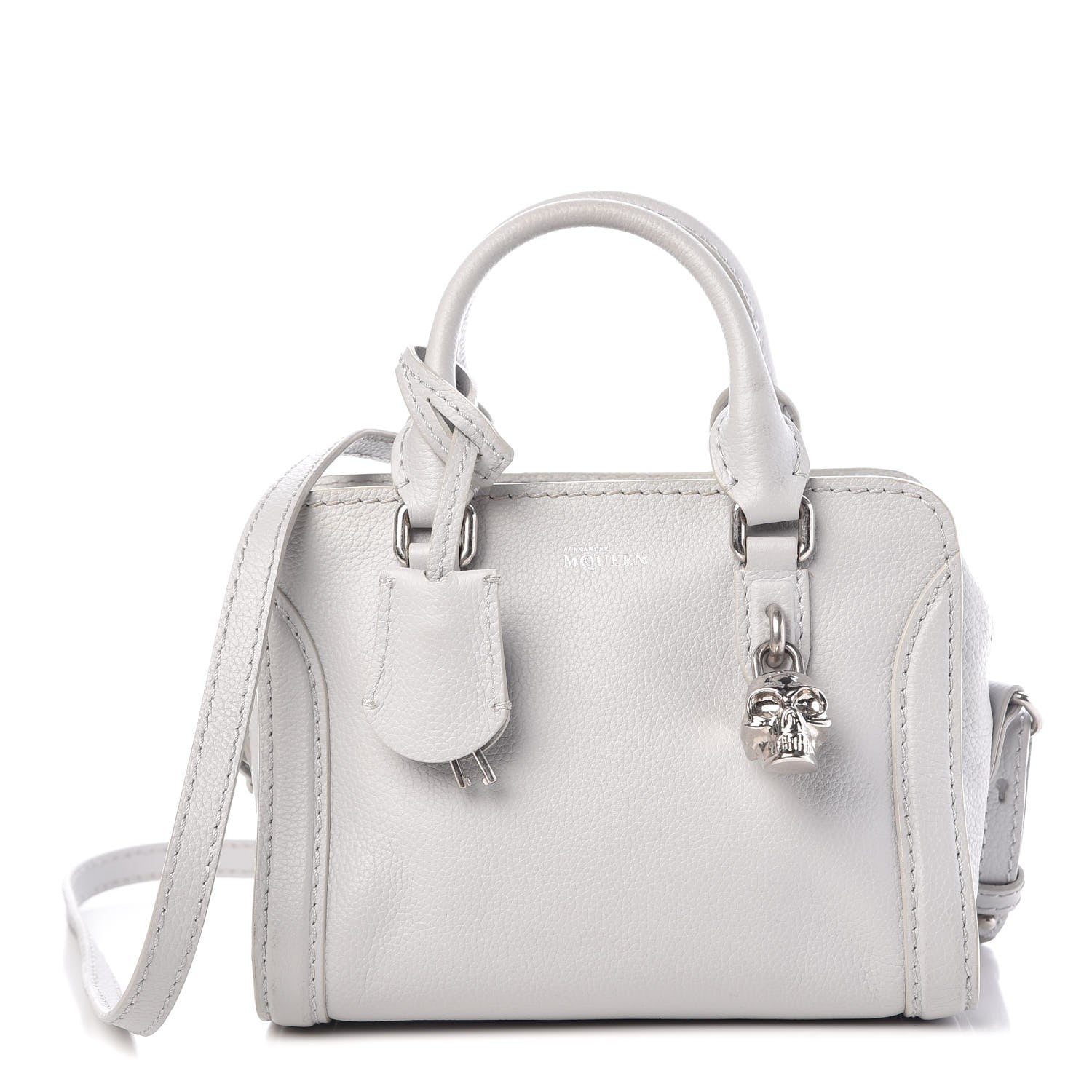 Alexander McQueen Pebbled Calfskin Mini Padlock Tote Gray 1 of 9