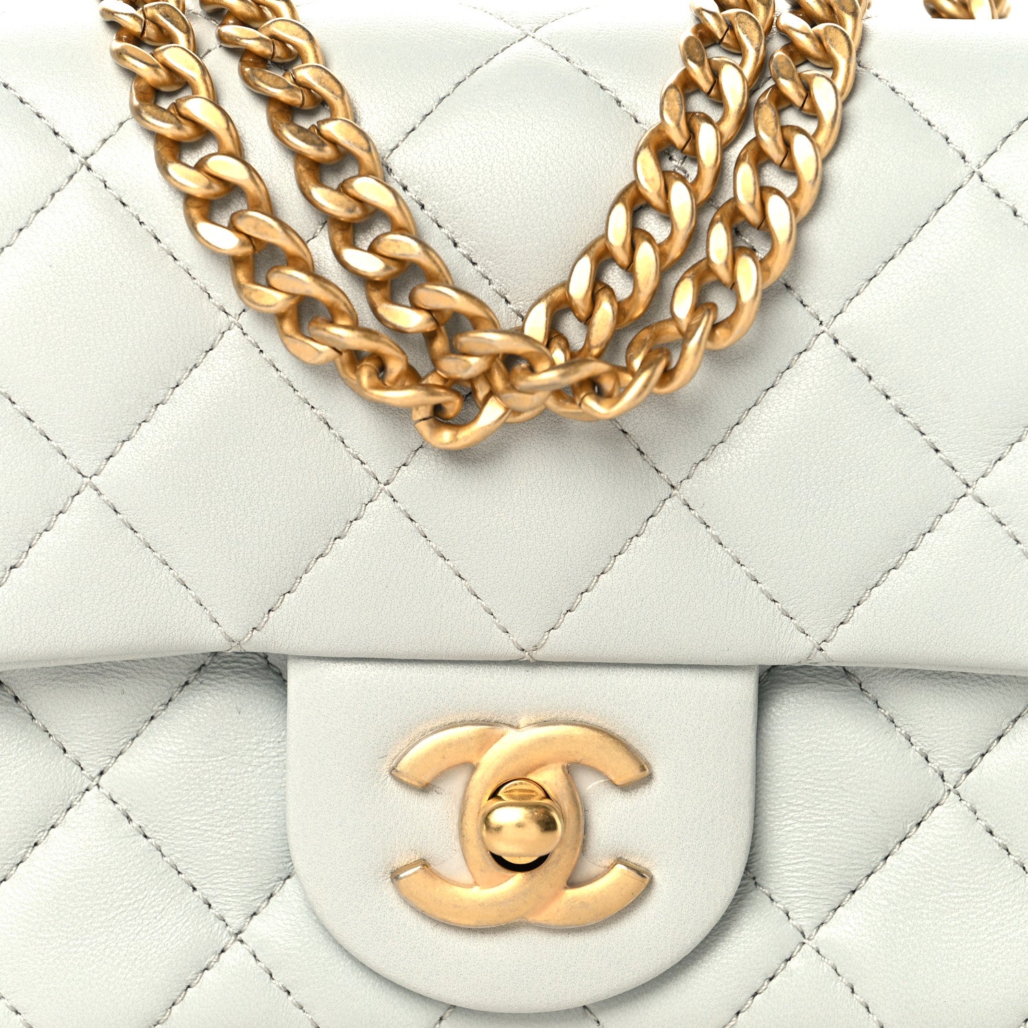 Chanel Lambskin Quilted Mini Rectangular Sweet Camellia Flap Light Blue 8 of 10