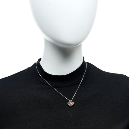 Van Cleef & Arpels 18K White Rose Gold Diamond Guilloche Vintage Alhambra Pendant Necklace 2 of 6