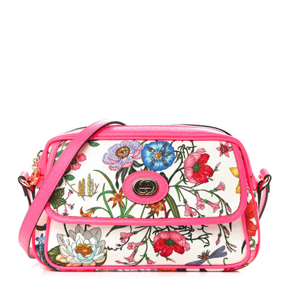 Gucci Canvas Flora Floral Shoulder Bag White Fuchsia Fluo 1 of 10