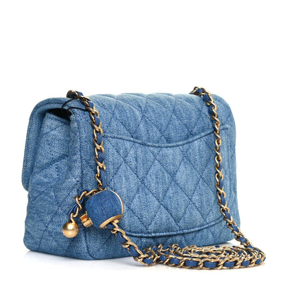 Chanel Denim Quilted Mini Pearl Crush Flap Blue 3 of 14