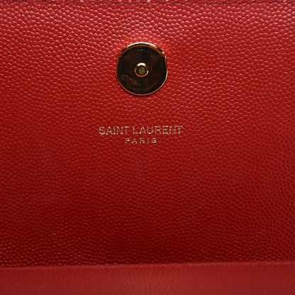 Saint Laurent Grain De Poudre Small Monogram Kate Satchel Red 6 of 7