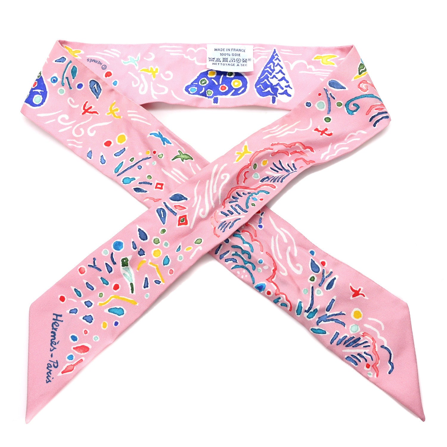 Hermes Silk Isola Di Primavera Twilly Rose Bleu Multicolor 1 of 4