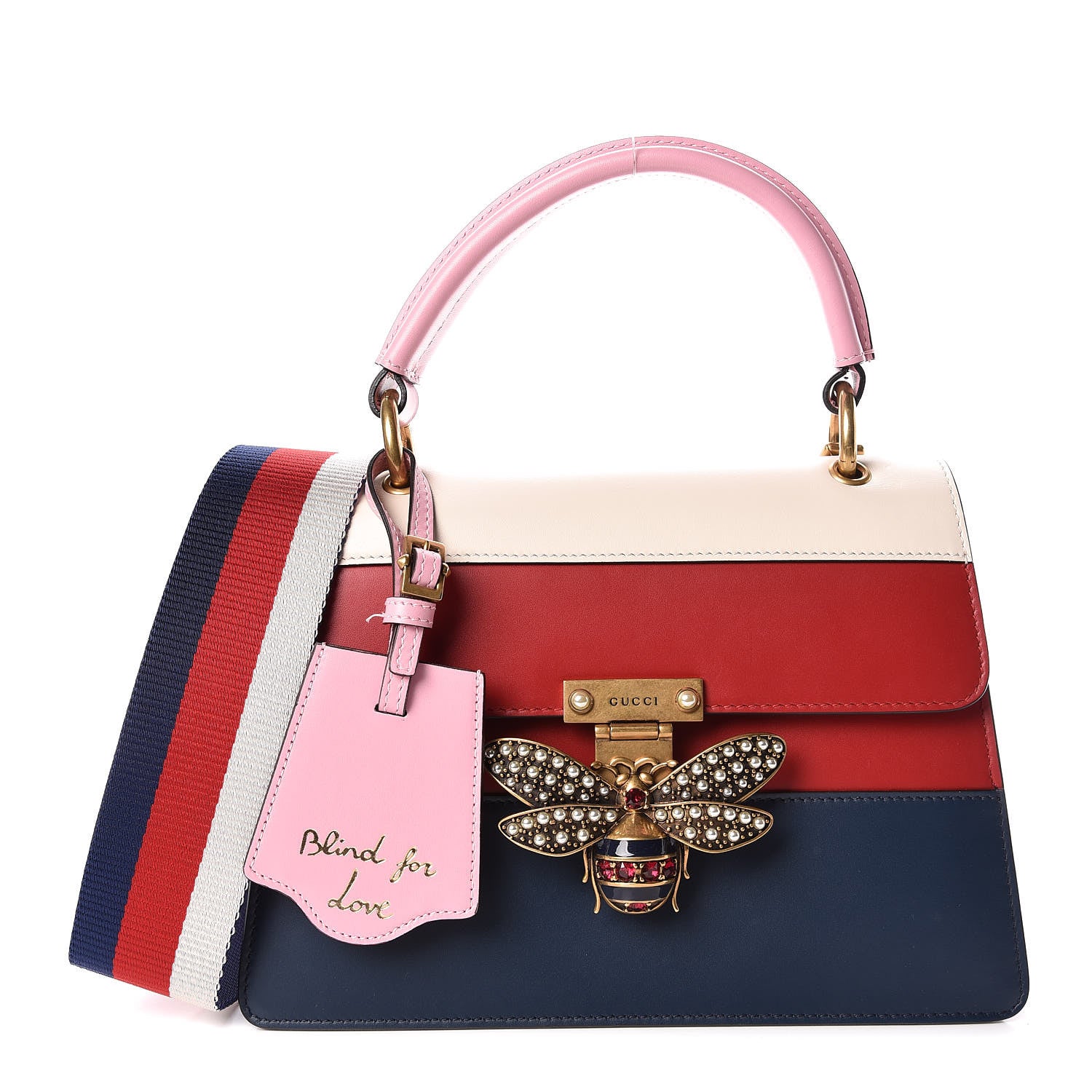 Gucci Calfskin Sylvie Web Small Queen Margaret Top Handle Bag Blue Agata Hibiscus Red Mystic White Sugar Pink 1 of 10