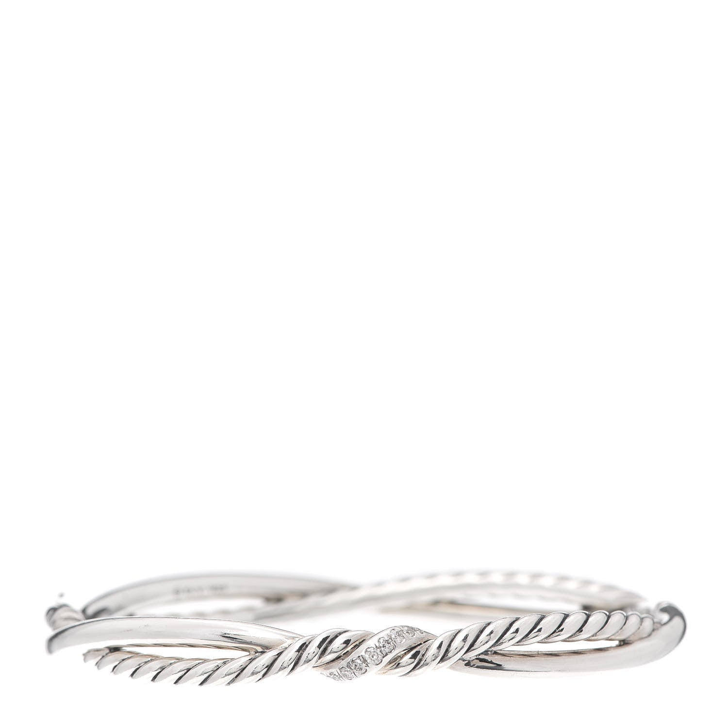 David Yurman Sterling Silver Diamond Continuance Bangle Bracelet 1 of 5