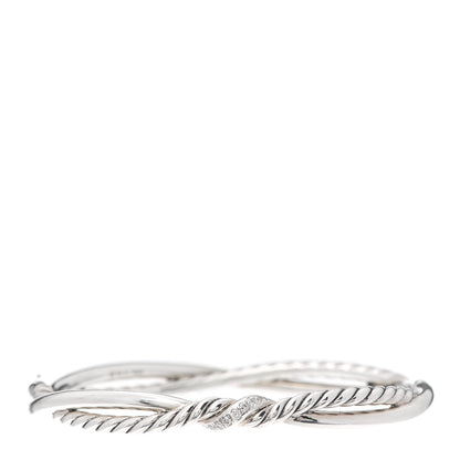 David Yurman Sterling Silver Diamond Continuance Bangle Bracelet 1 of 5