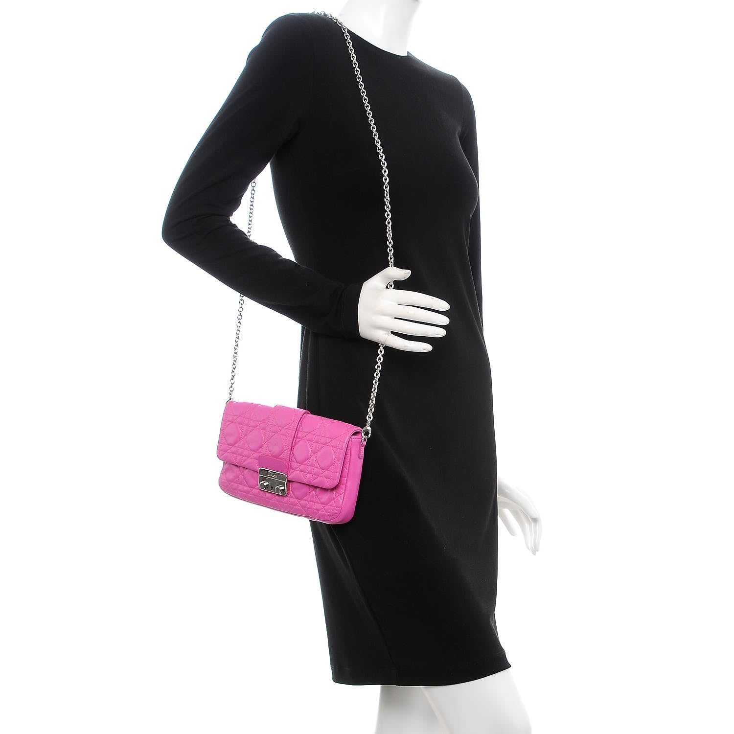 Christian Dior Lambskin Cannage New Lock Pouch Rose Sorbet 2 of 9