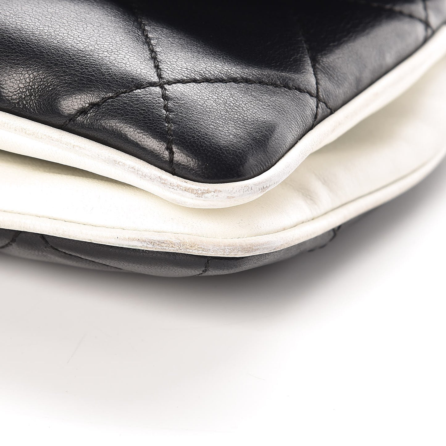 Lambskin Two Tone Flap Black White