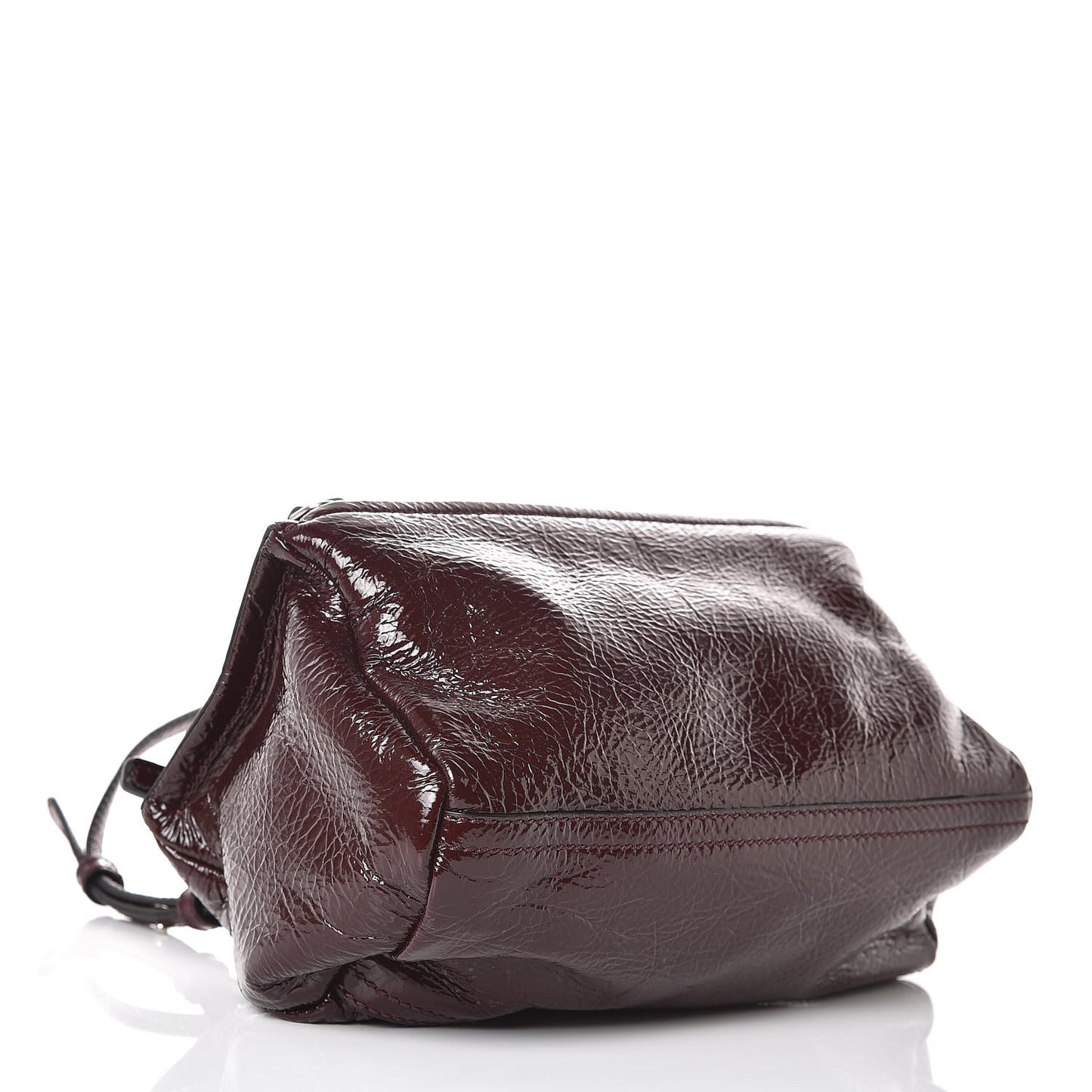 Crinkled Patent Deerskin Mini Pandora Aubergine