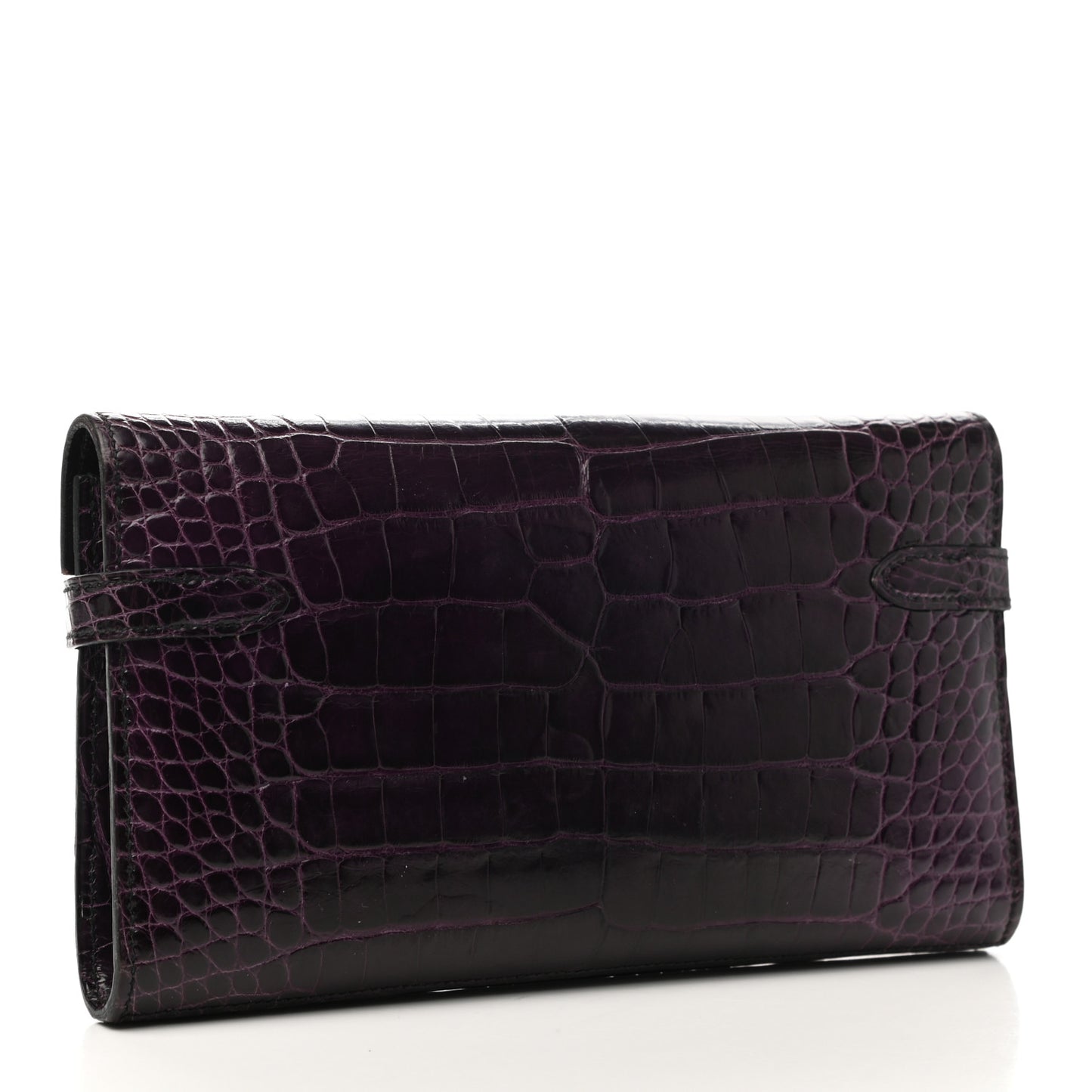 Matte Alligator Kelly Longue Wallet Prunoir
