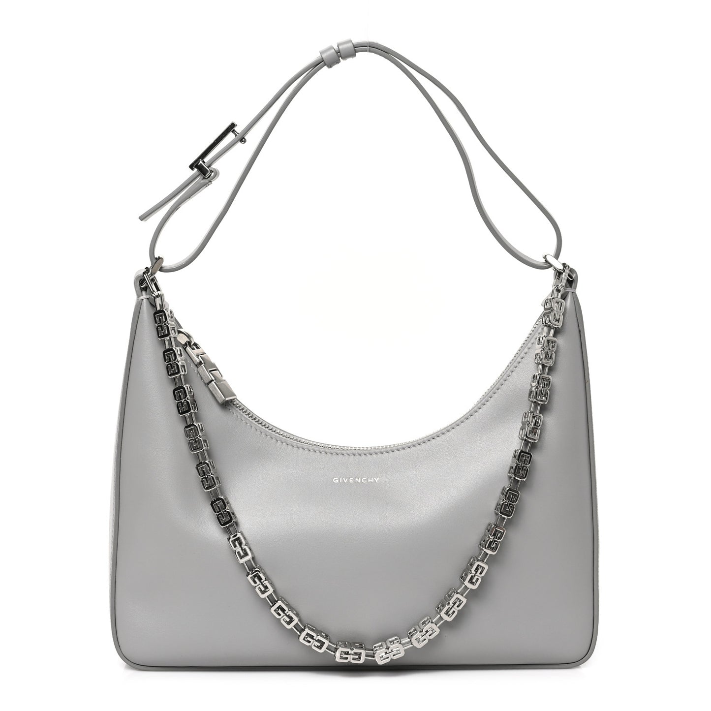 Smooth Calfskin Small Moon Cut Out Shoulder Bag Grey