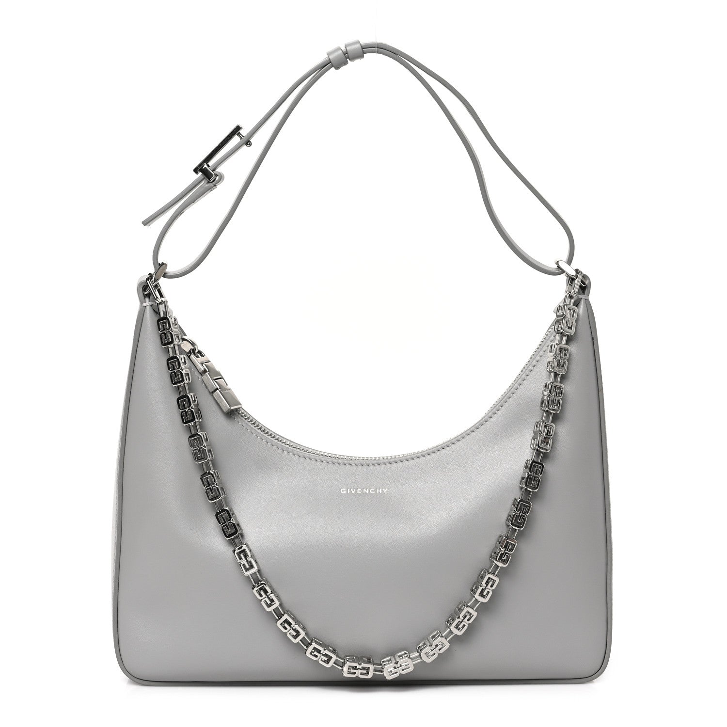 Givenchy Smooth Calfskin Small Moon Cut Out Shoulder Bag Grey 1 of 8