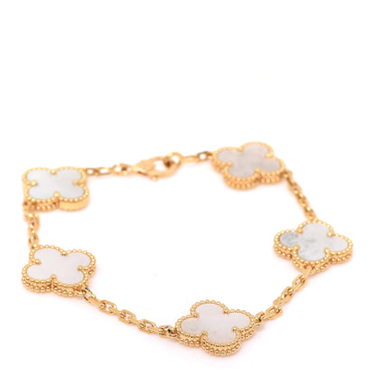 Van Cleef & Arpels 18K Yellow Gold Mother of Pearl 5 Motifs Vintage Alhambra Bracelet 1 of 6