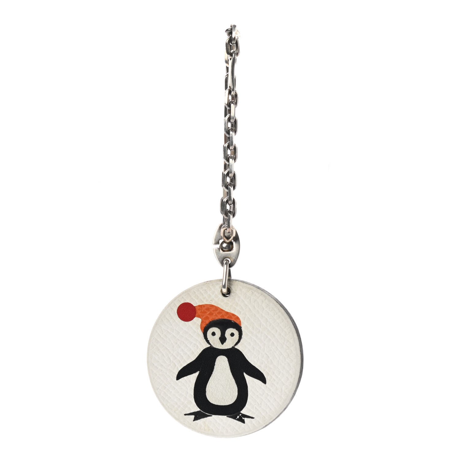 Hermes Epsom Penguin Key Chain Bag Charm White 1 of 3