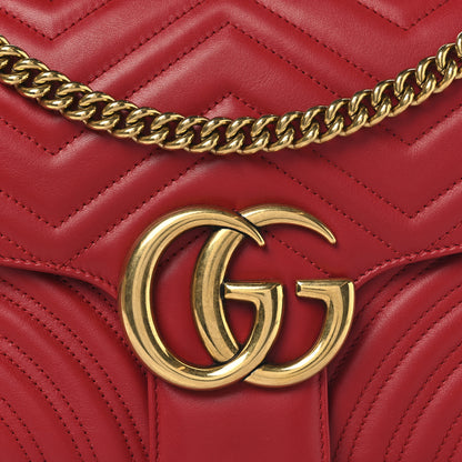 Gucci Calfskin Matelasse Medium GG Marmont Shoulder Bag Hibiscus Red 8 of 10