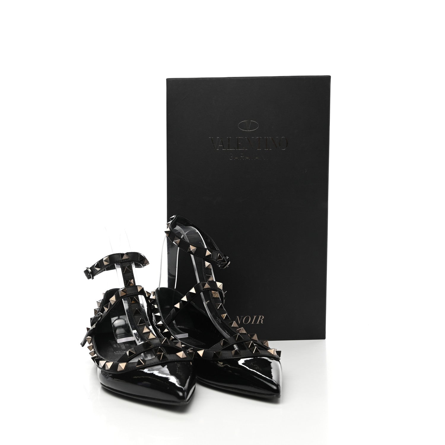 Valentino Garavani Patent Rockstud Cage Ballerina Flats 37.5 Black 8 of 8