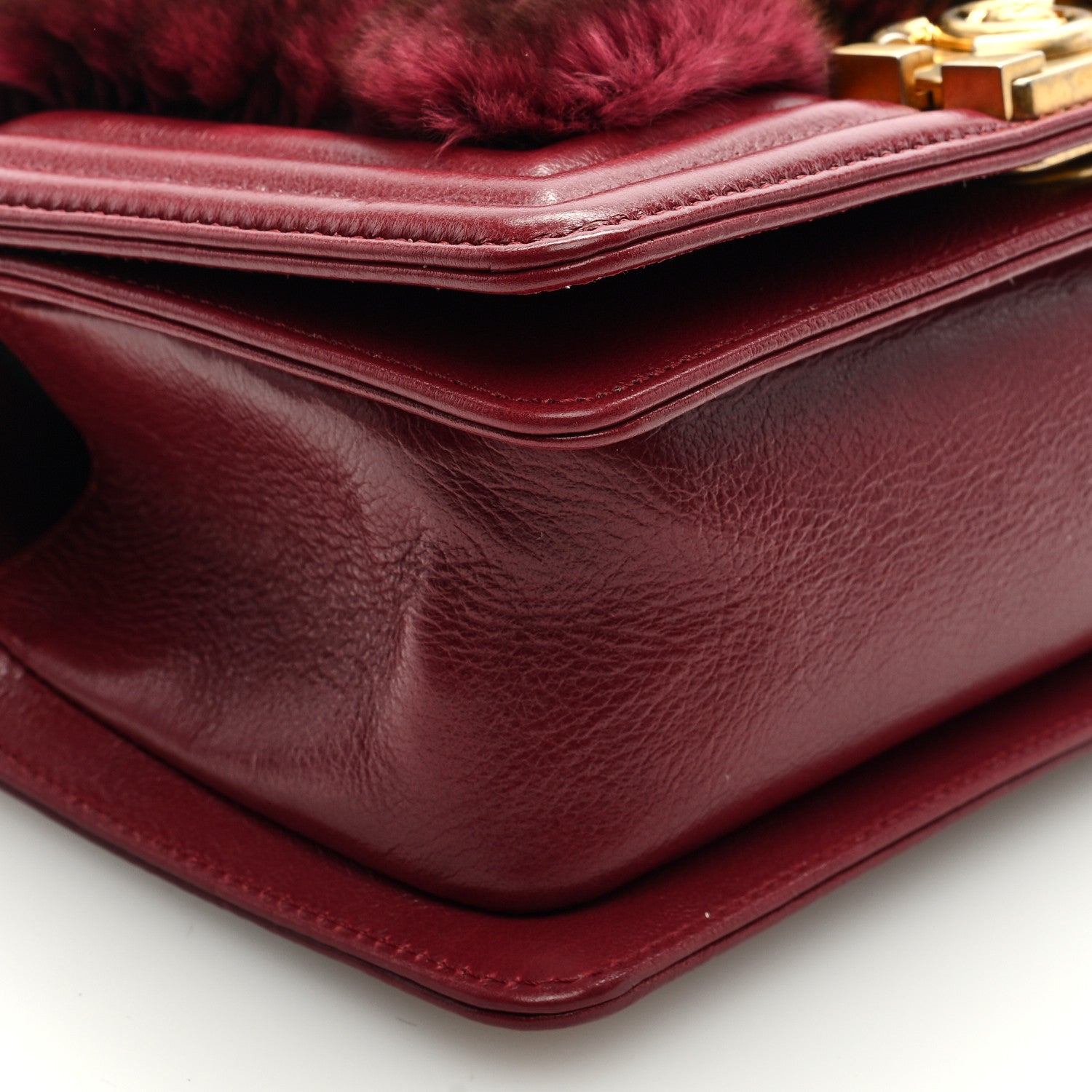 Chanel Orylag Rabbit Fur Calfskin Small Boy Flap Burgundy 8 of 9