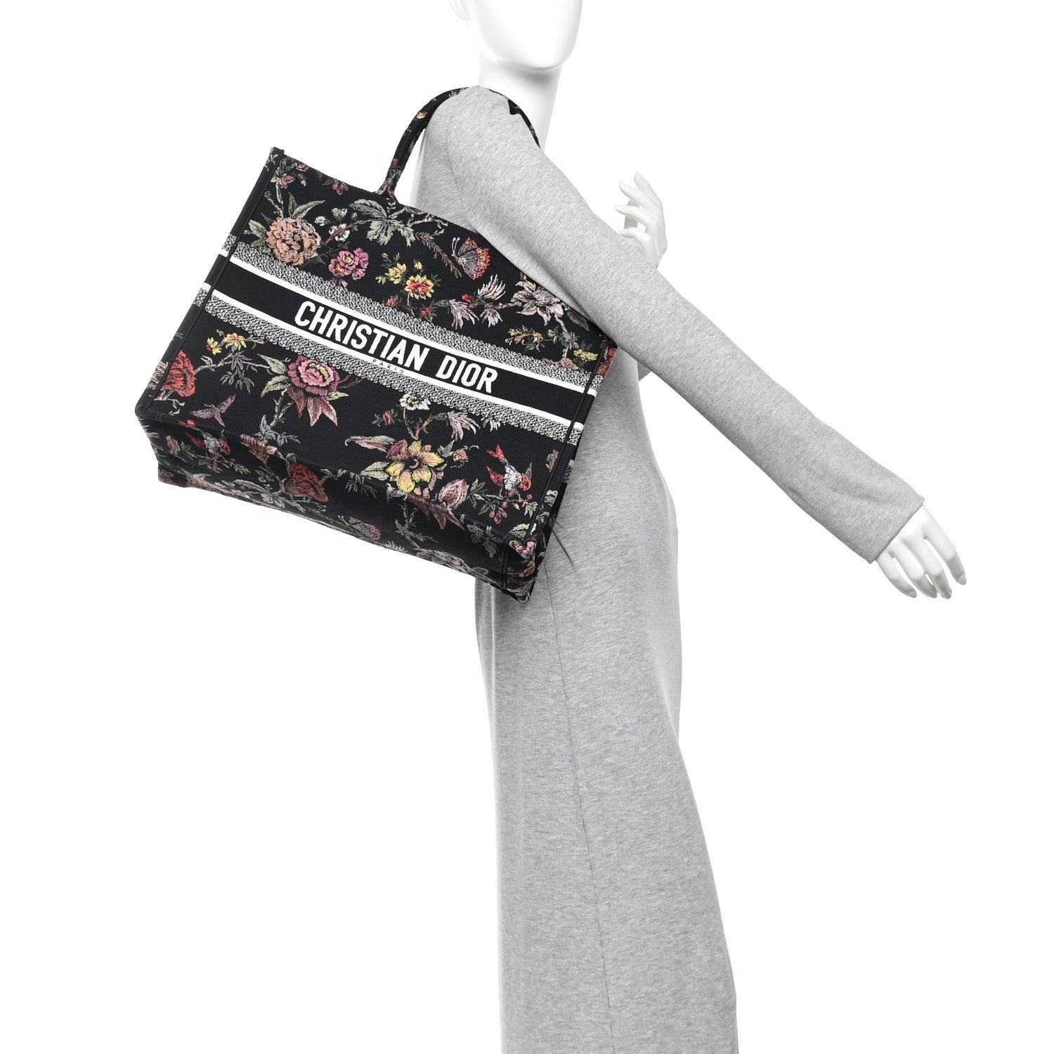 Christian Dior Canvas Jardin Botanique Embroidered Large Book Tote Black Multicolor 2 of 14