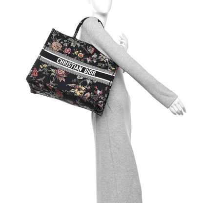 Christian Dior Canvas Jardin Botanique Embroidered Large Book Tote Black Multicolor 2 of 14