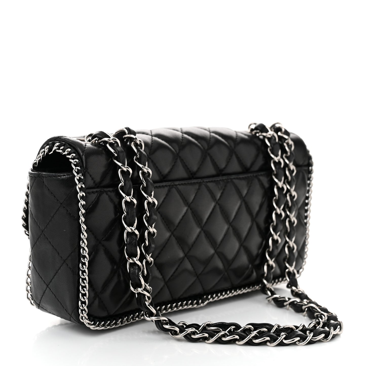 Lambskin Quilted East West Chain Around Flap Black