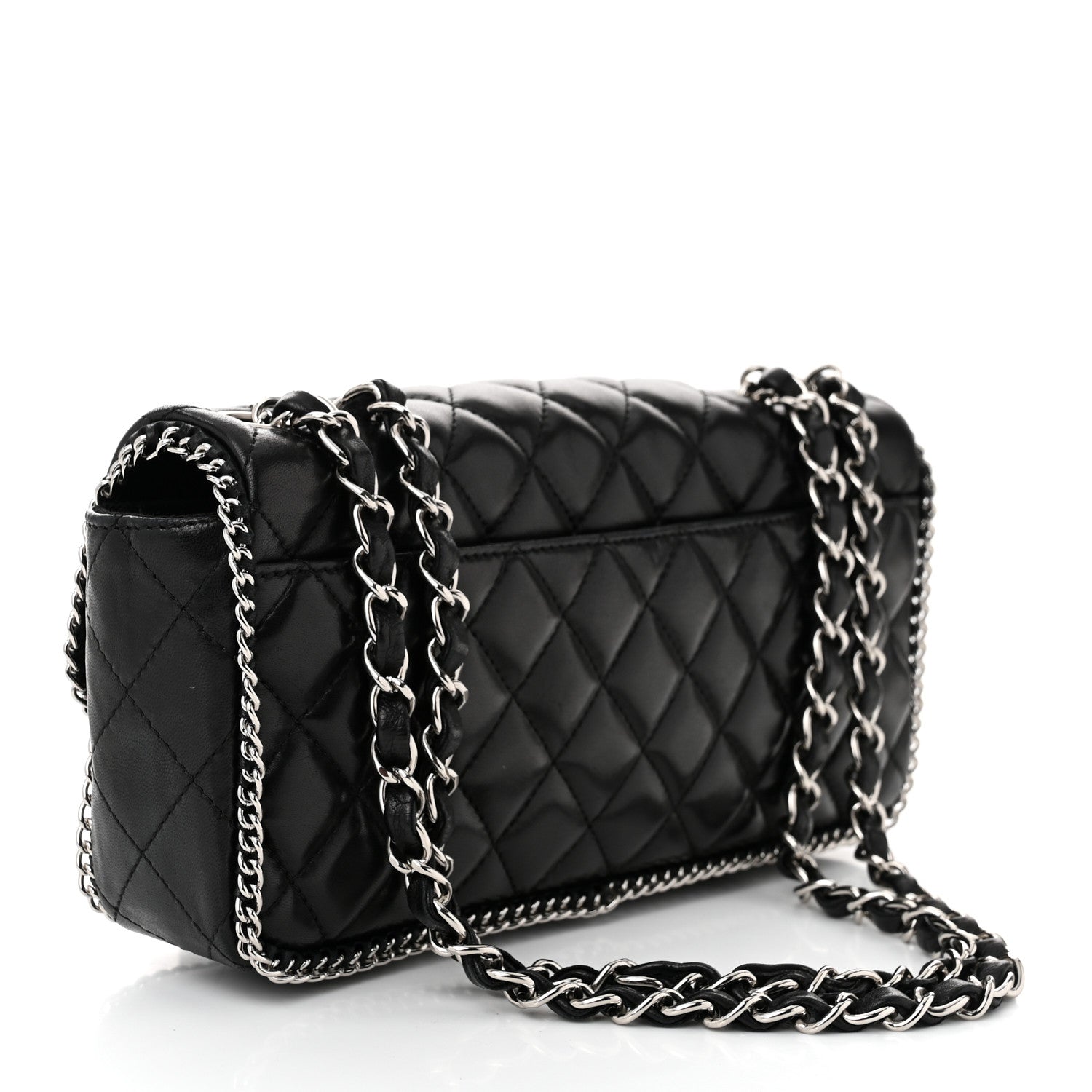 Chanel Lambskin Quilted East West Chain Around Flap Black 3 of 11