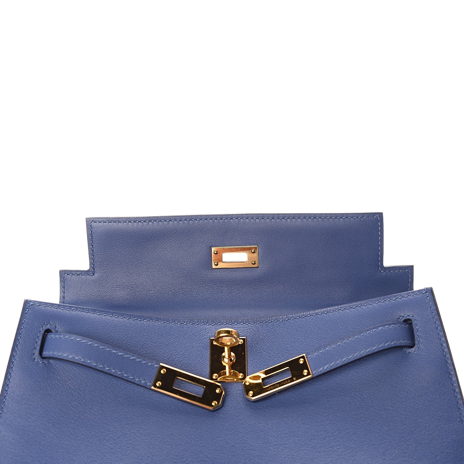 Hermes Swift Kelly Pochette Clutch Bleu Brighton 17 of 31