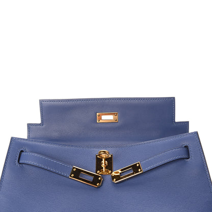 Hermes Swift Kelly Pochette Clutch Bleu Brighton 17 of 31
