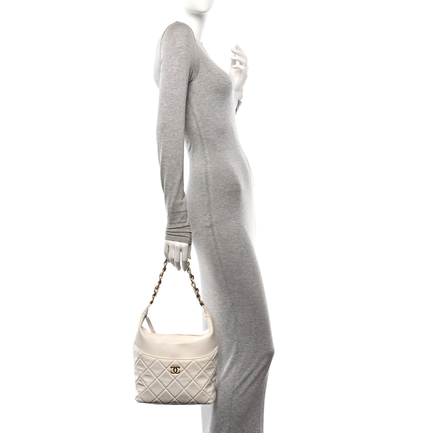 Calfskin Quilted Close To Me Hobo White