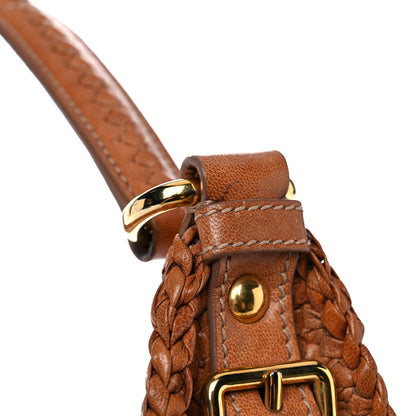 Prada Goatskin Woven Hobo Nudo 17 of 21