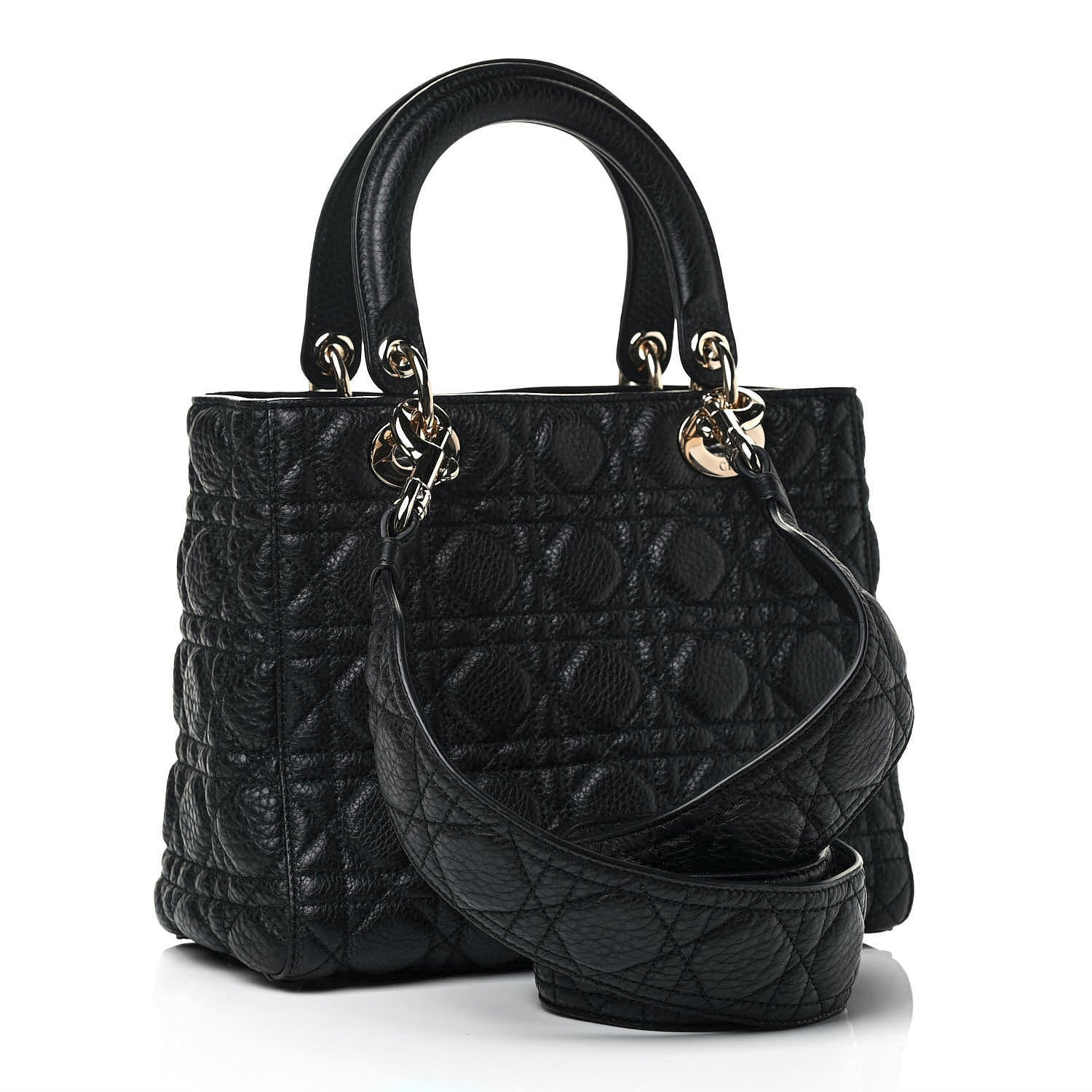 Christian Dior Grained Calfskin Cannage Medium Supple Lady Dior Black 2 of 4