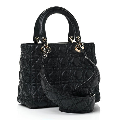 Christian Dior Grained Calfskin Cannage Medium Supple Lady Dior Black 2 of 4