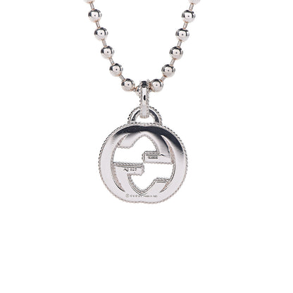 Gucci Sterling Silver Interlocking GG Pendant Beaded Necklace 5 of 8