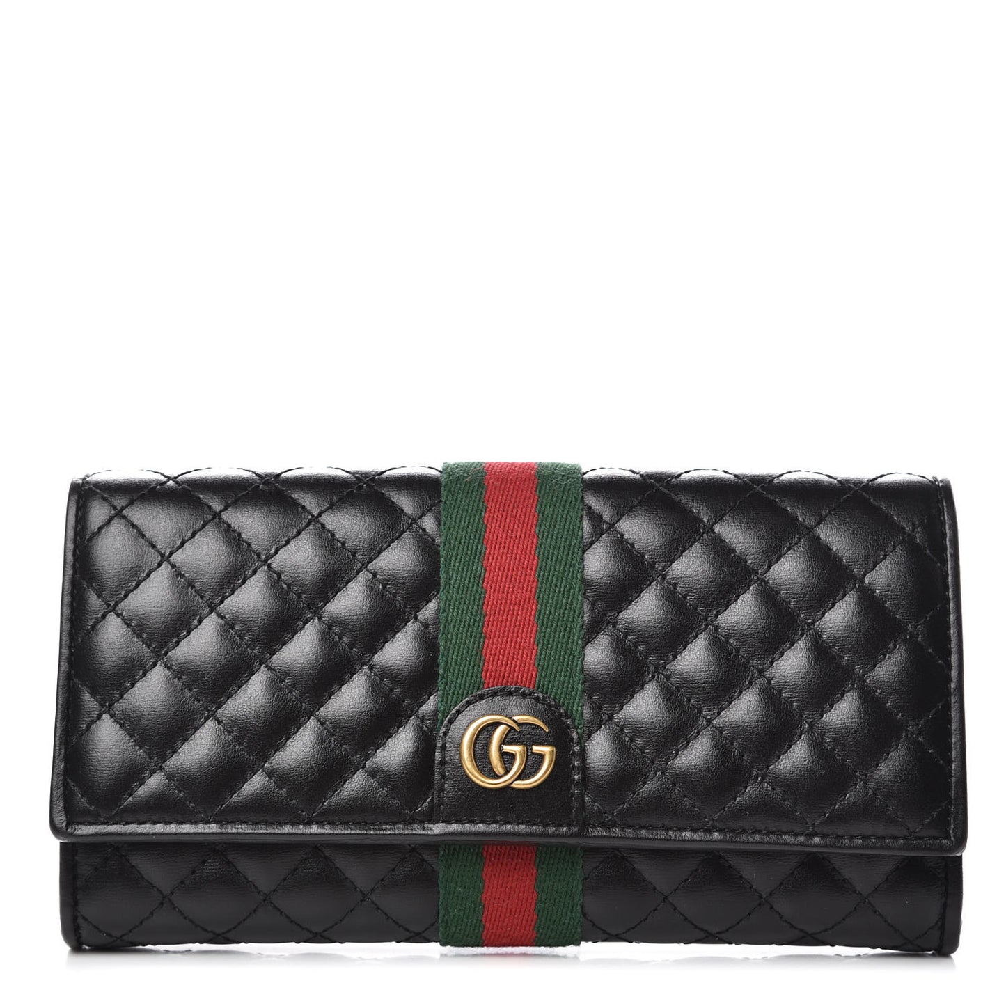 Calfskin Web Trapuntata GG Continental Wallet Black