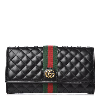 Gucci Calfskin Web Trapuntata GG Continental Wallet Black 1 of 8
