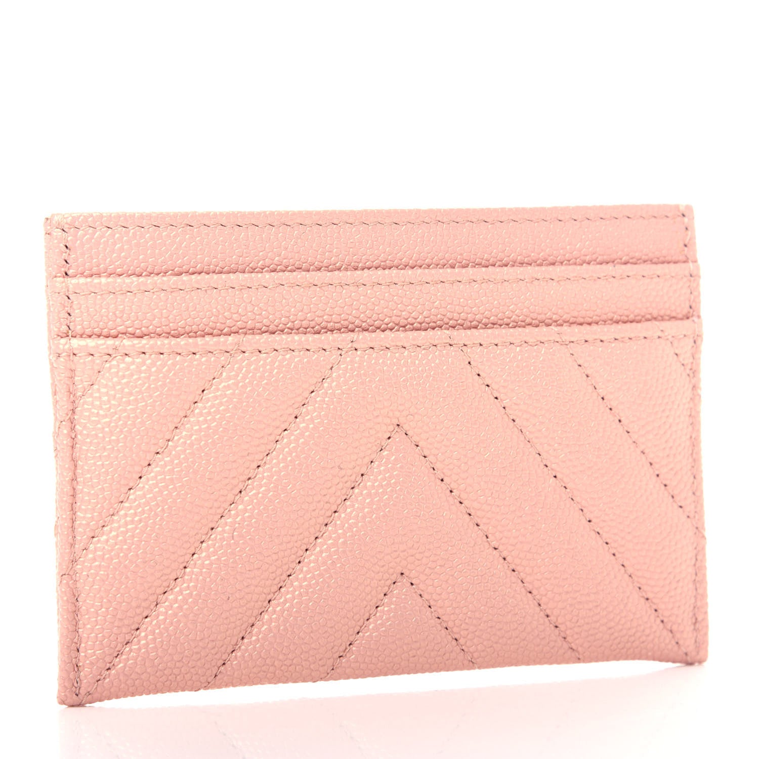 Chanel Metallic Caviar Chevron Quilted Vintage Mademoiselle Card Holder Pink 3 of 9