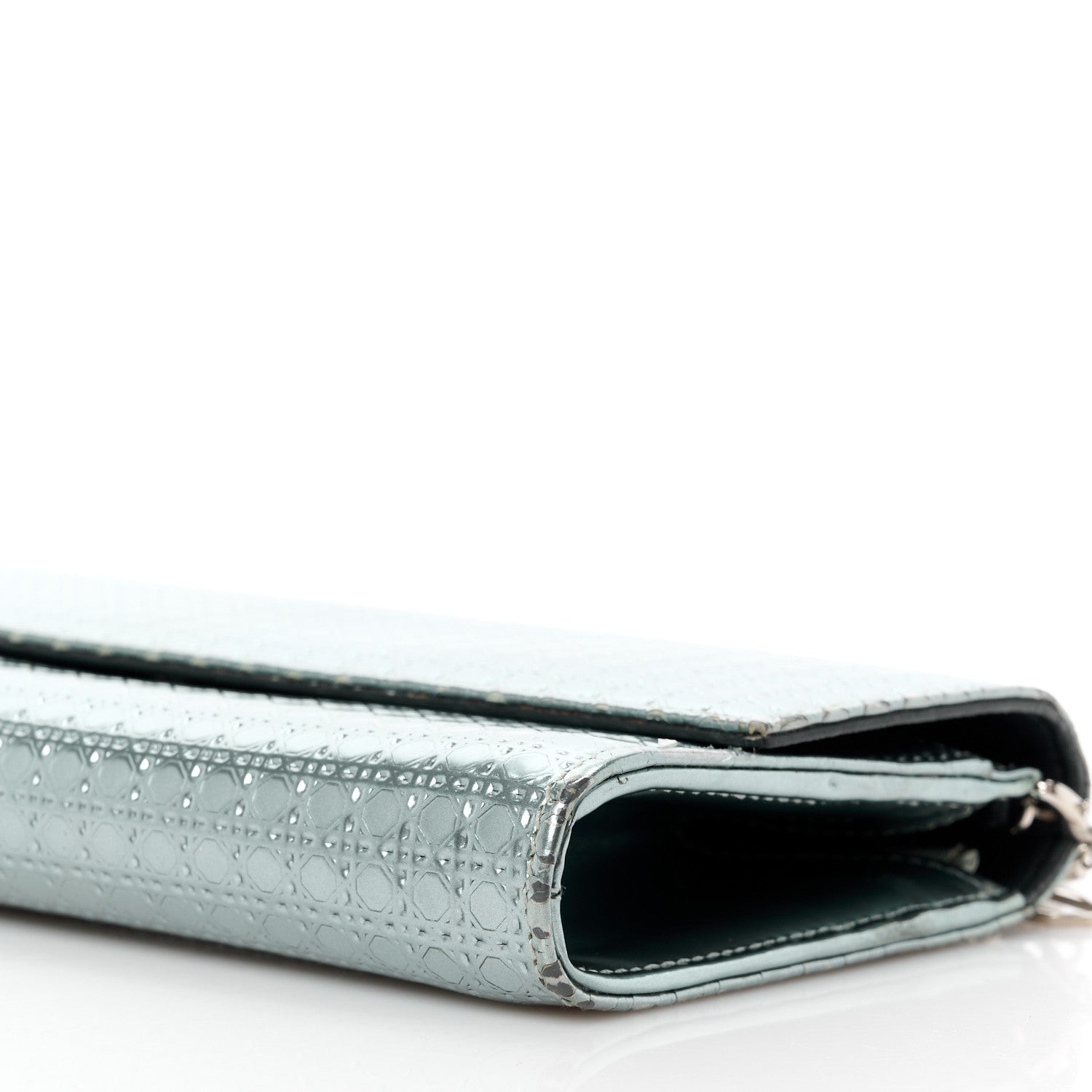 Christian Dior Metallic Calfskin Micro-Cannage Lady Dior Croisiere Chain Wallet Blue 10 of 10