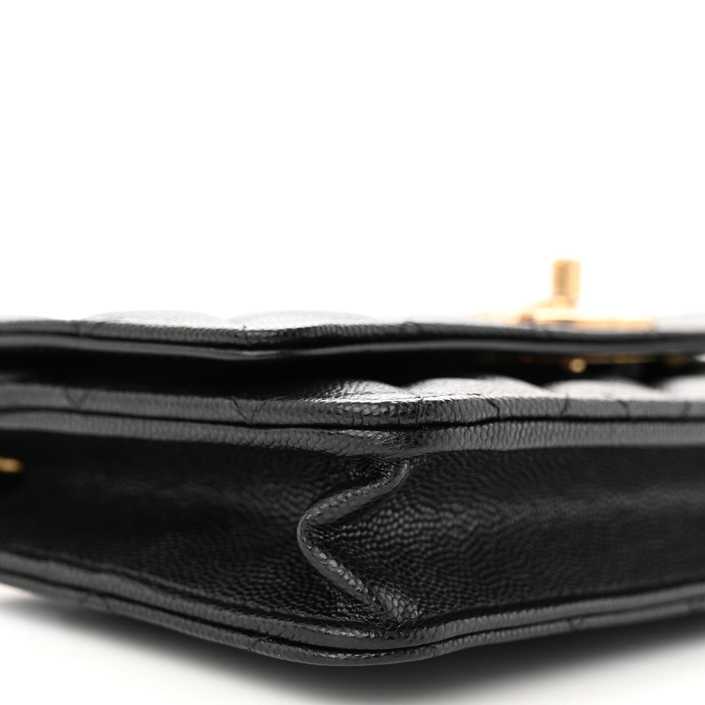 Caviar Quilted Camellia Wallet On Chain WOC Black