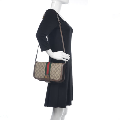 Gucci GG Supreme Monogram Web Ophidia Flap Messenger Bag Beige New Acero 2 of 10