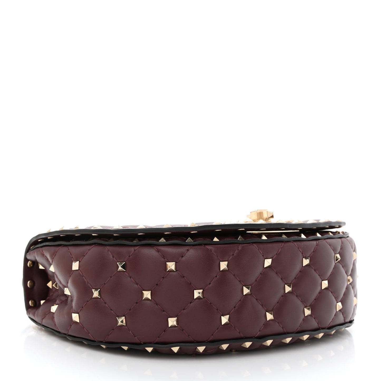 Nappa Medium Rockstud Spike Halfmoon Saddle Bag Rubin
