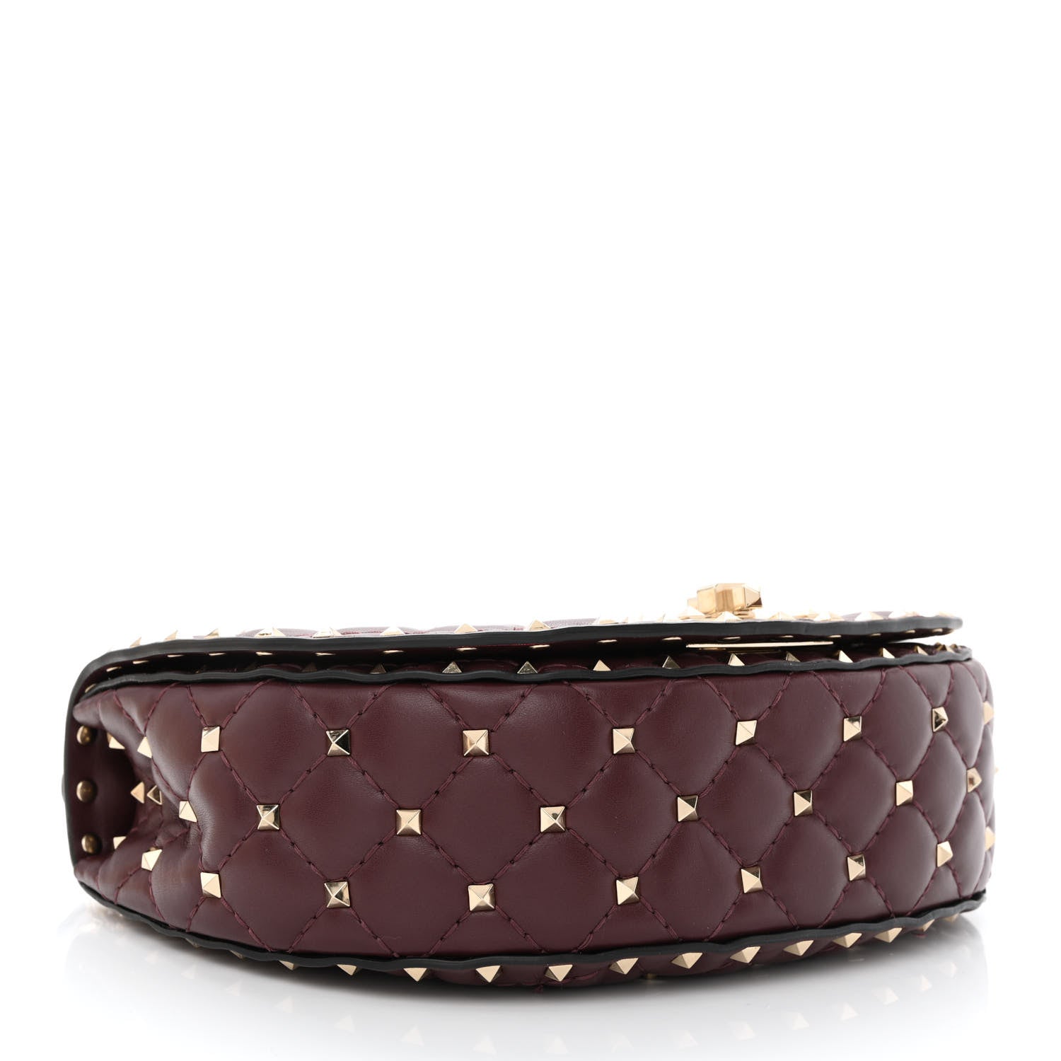 Valentino Garavani Nappa Medium Rockstud Spike Halfmoon Saddle Bag Rubin 4 of 9
