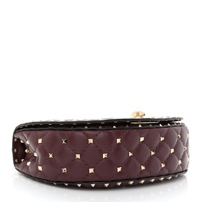 Valentino Garavani Nappa Medium Rockstud Spike Halfmoon Saddle Bag Rubin 4 of 9