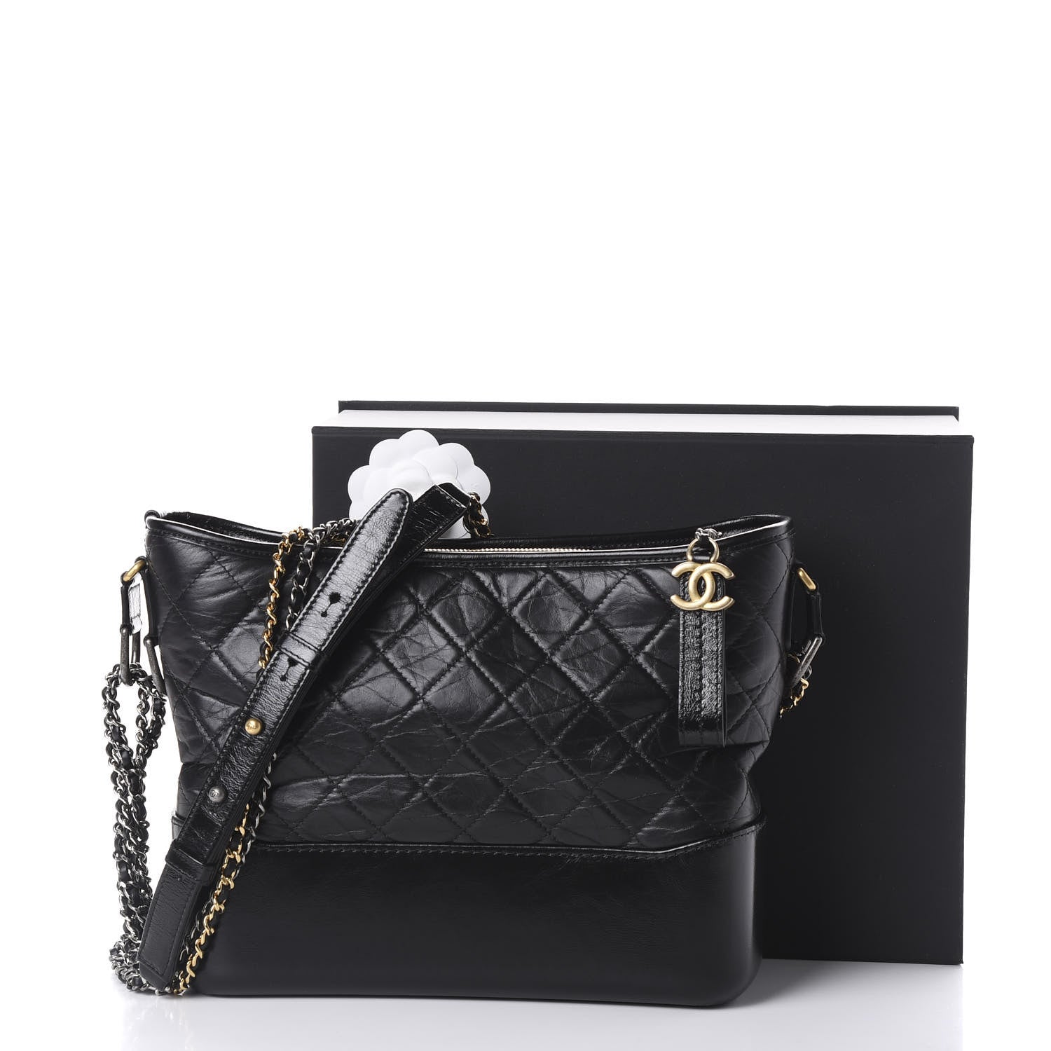 Chanel Aged Calfskin Quilted Medium Gabrielle Hobo Black 10 of 10