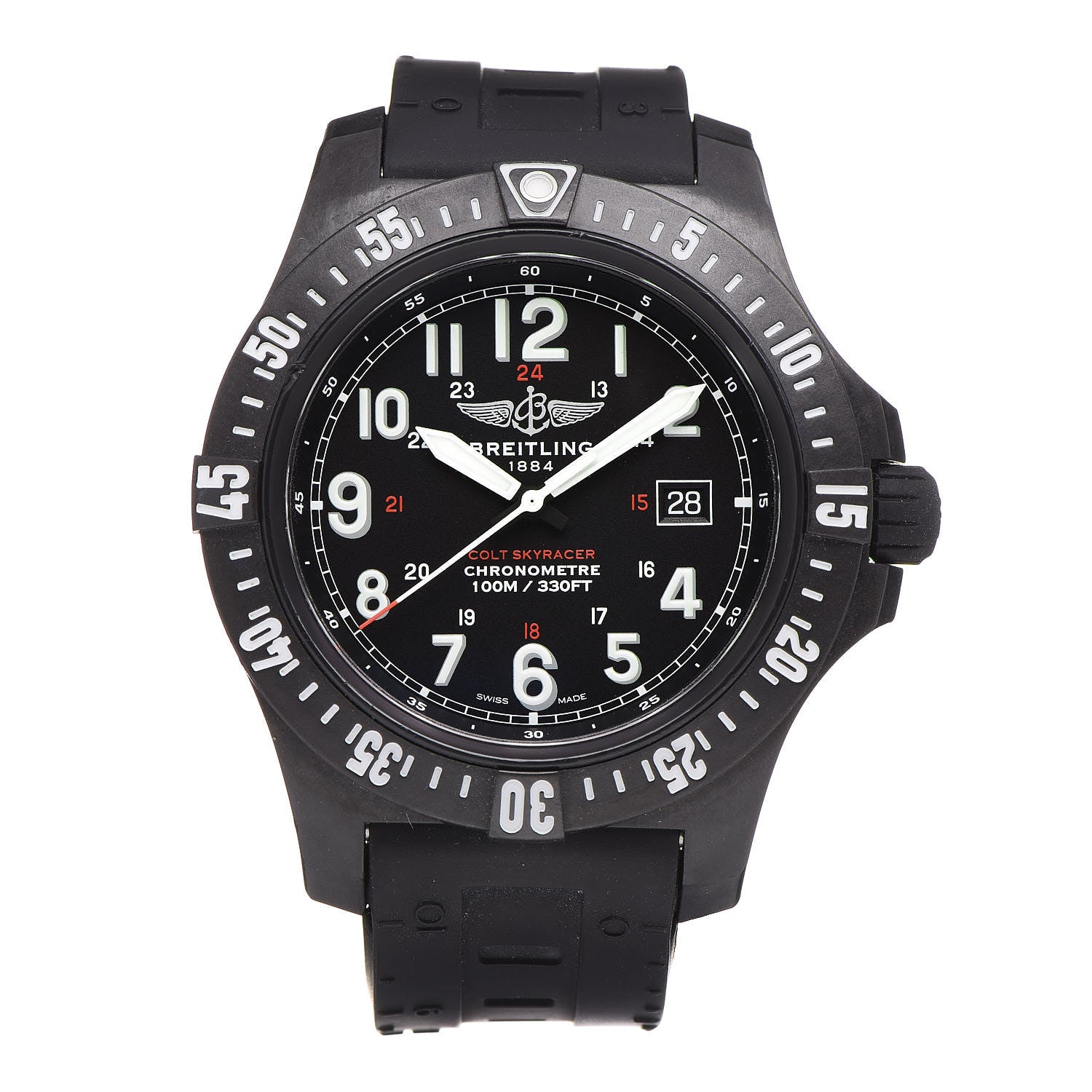 Breitling Breitlight Rubber 45mm Colt Skyracer Quartz Watch Black X74320 1 of 8